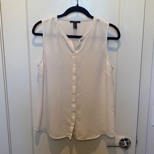 Off White Sleeveless Forever 21 Button Down Blouse